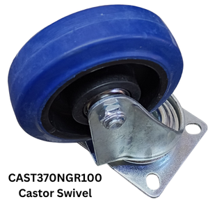 100mm Blue rubber Swivel Castor - Image 2