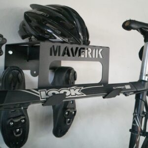 Wall mounted bicycle storage for helmet shoes and bike